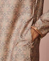 alt message - Manyavar Men Taupe Brown Printed Kurta Pajama image number 2