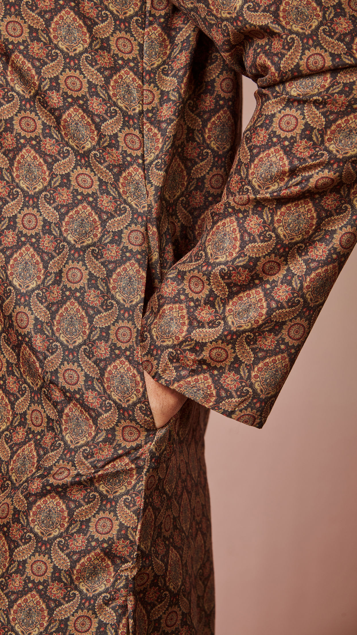 Manyavar Men Dark Brown Printed Kurta