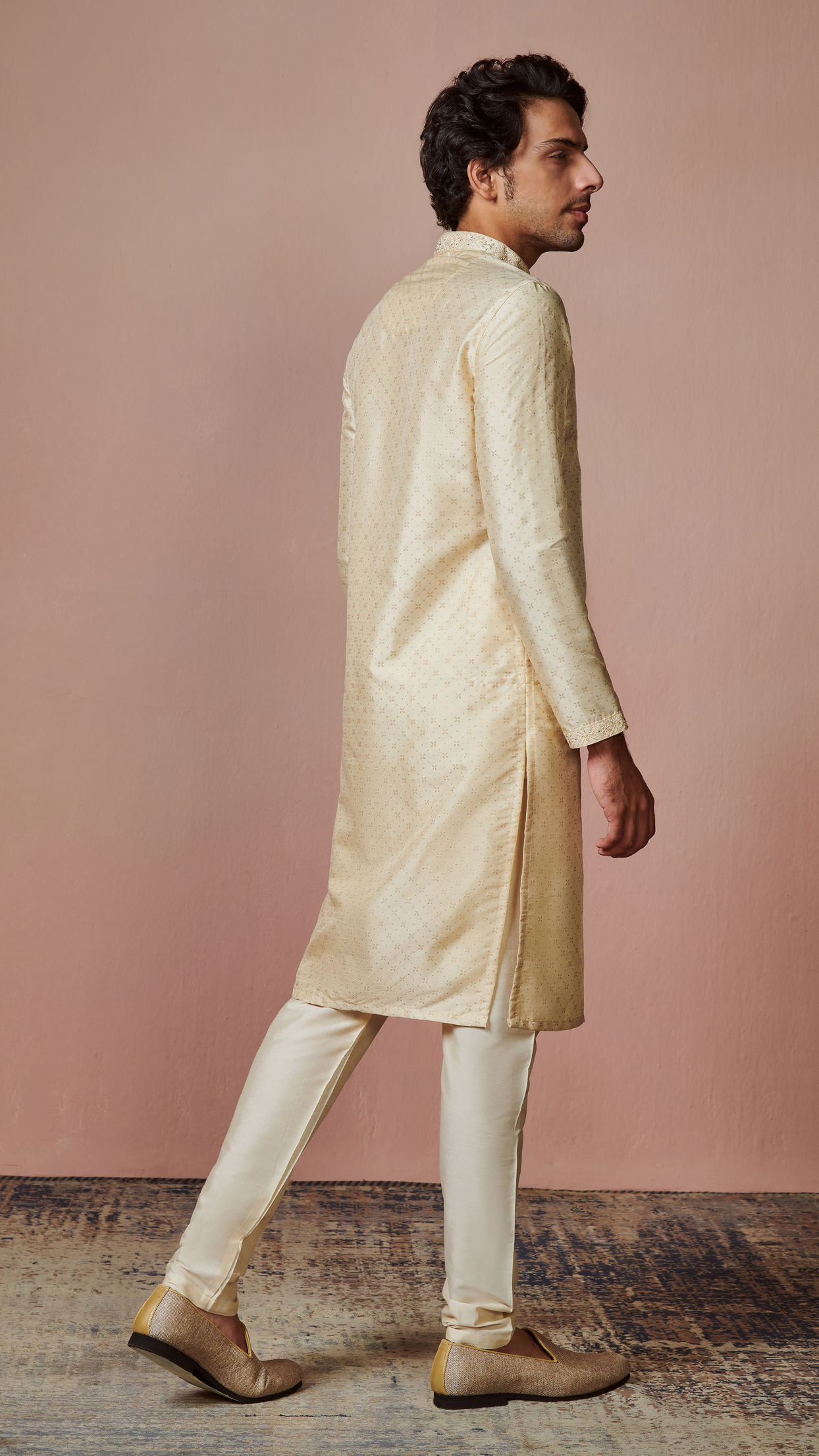 Manyavar Men Biscuit Printed Kurta Set