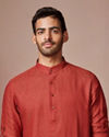 Rust Red Self Design Kurta image number 0