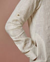 Manyavar Men Light Cream Self Striped Kurta