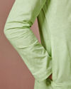 Manyavar Men Green Cotton Kurta With Embroidered Collar