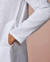 alt message - Manyavar Men White Self Striped Kurta image number 2