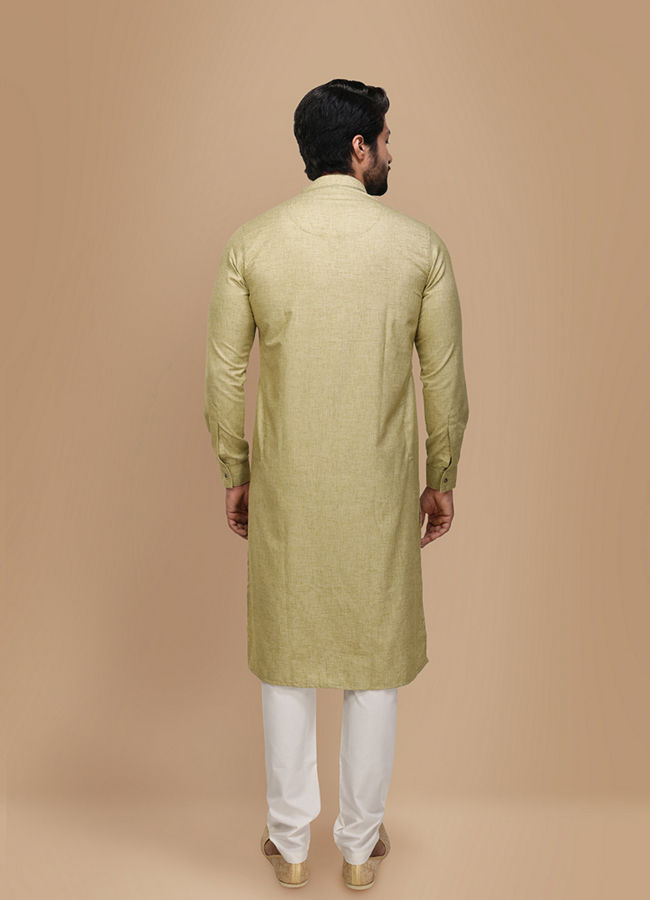 Manyavar Men Light Green Solid Kurta Set