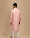Manyavar Men Peach Jacquard Kurta Set