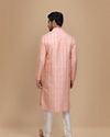 alt message - Manyavar Men Peach Jacquard Kurta Set image number 2