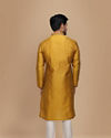 Manyavar Men Molten Gold Yellow Jacquard Kurta Set