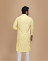 alt message - Manyavar Men Light Yellow Chikankari Kurta Set image number 2