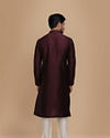 Manyavar Men Plum Thread Embroidered Kurta Set