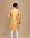 Manyavar Men Yellow Jacquard Kurta Set