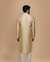 alt message - Manyavar Men Beige Plain Kurta Set image number 2