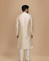 Manyavar Men Pista Plain Kurta Set With Contrast Collar And Placket