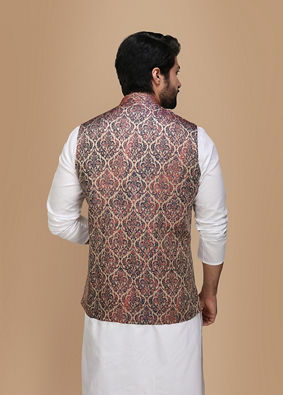 alt message - Manyavar Men Majestic Maroon Party Wear Jacket image number 2