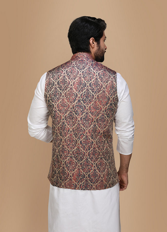 Manyavar Men Majestic Maroon Party Wear Jacket