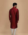 Manyavar Men Maroon Embroidered Jacquard Kurta Set