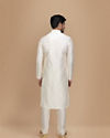 Manyavar Men Off White Self Design Kurta Set