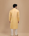 Manyavar Men Macaroon Yellow Self Design Kurta Set
