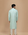 Manyavar Men Sky Blue Jacquard Kurta Set