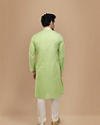 alt message - Manyavar Men Light Green Solid Kurta Set image number 7