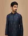 Manyavar Men Fashionable Designer Blue Kurta Set