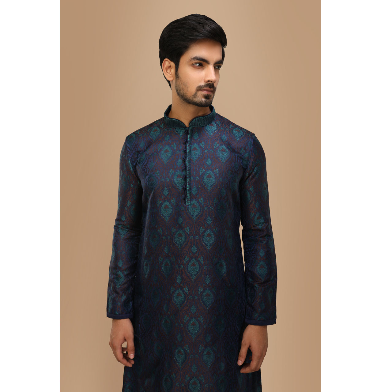 Manyavar Men Fashionable Designer Blue Kurta Set