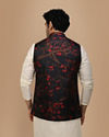 Manyavar Men Royal Blue Self Print Jacket