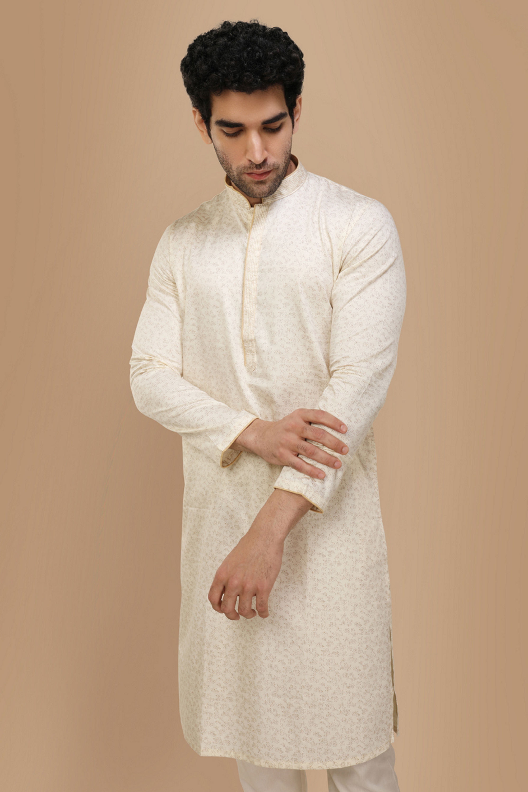 Manyavar Men Elegant Cream Kurta Set