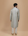 Manyavar Men Cloud Grey Jacquard Kurta Set