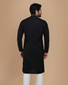 alt message - Manyavar Men Black Self Embroidered Kurta Set image number 2