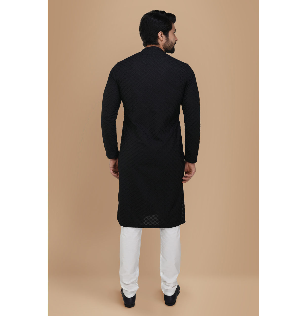 Manyavar Men Black Self Embroidered Kurta Set
