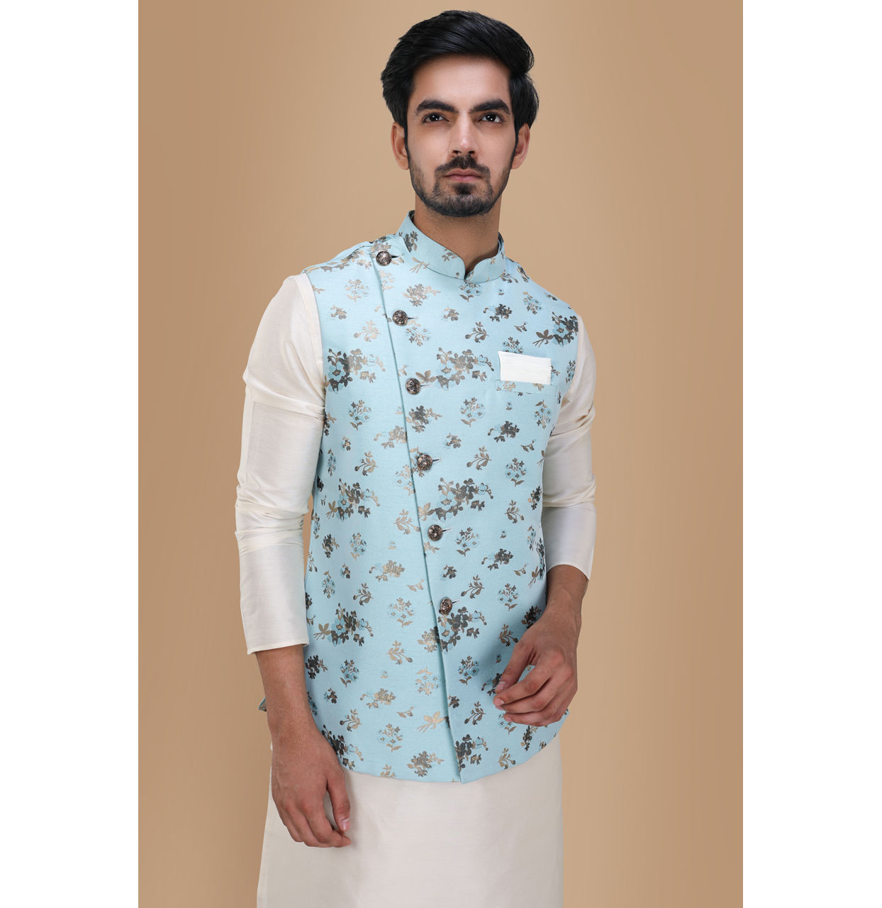 alt message - Manyavar Men Achkan Style Kurta Jacket Set image number 0