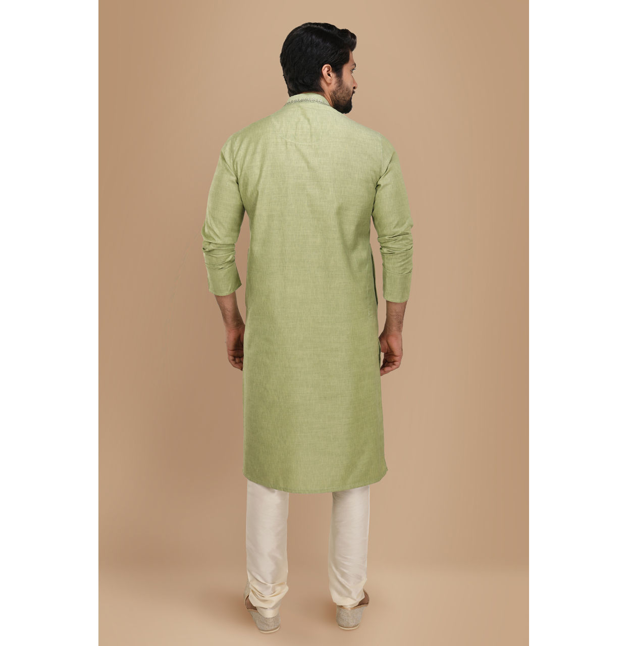 Manyavar Men Casual Lime Green Kurta Set
