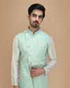 Manyavar Men Light Blue Kurta Jacket Set image number 0