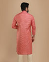 alt message - Manyavar Men Dark Peach Jacquard Kurta Set image number 2