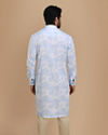 alt message - Manyavar Men Blue Floral Printed Kurta image number 2