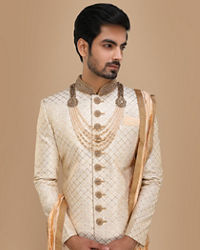Manyavar Men Coveted Cream Traditional Sherwani