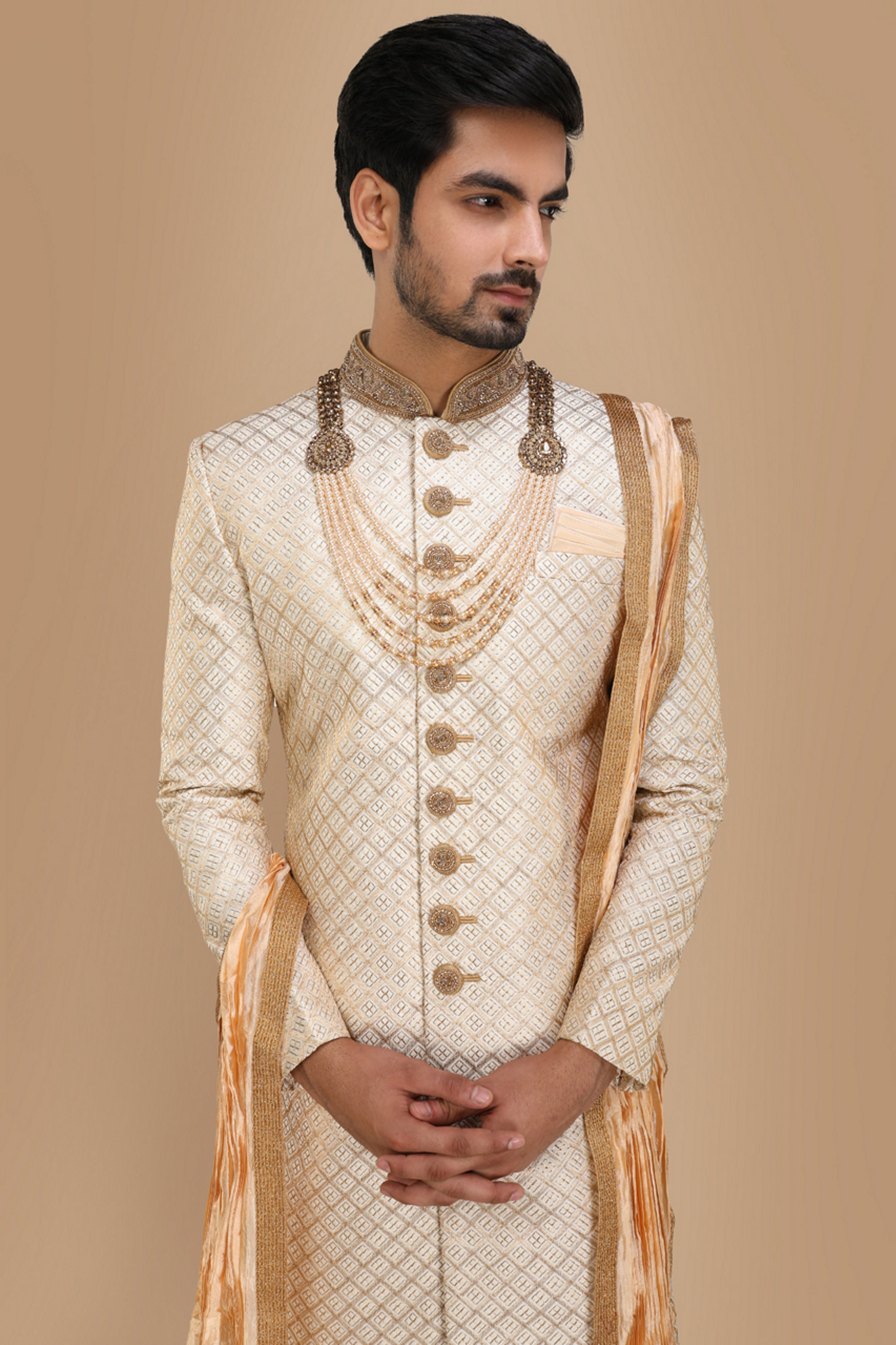 Manyavar Men Coveted Cream Traditional Sherwani