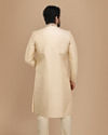 alt message - Manyavar Men Beige Sherwani Suit With Bold Zardozi Work image number 3