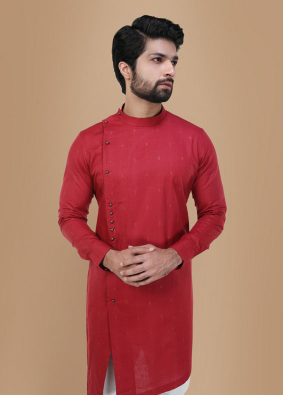 Manyavar Men Achkan Style Maroon Kurta