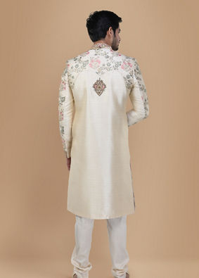 alt message - Manyavar Men Floral Designer Sherwani For Groom image number 2