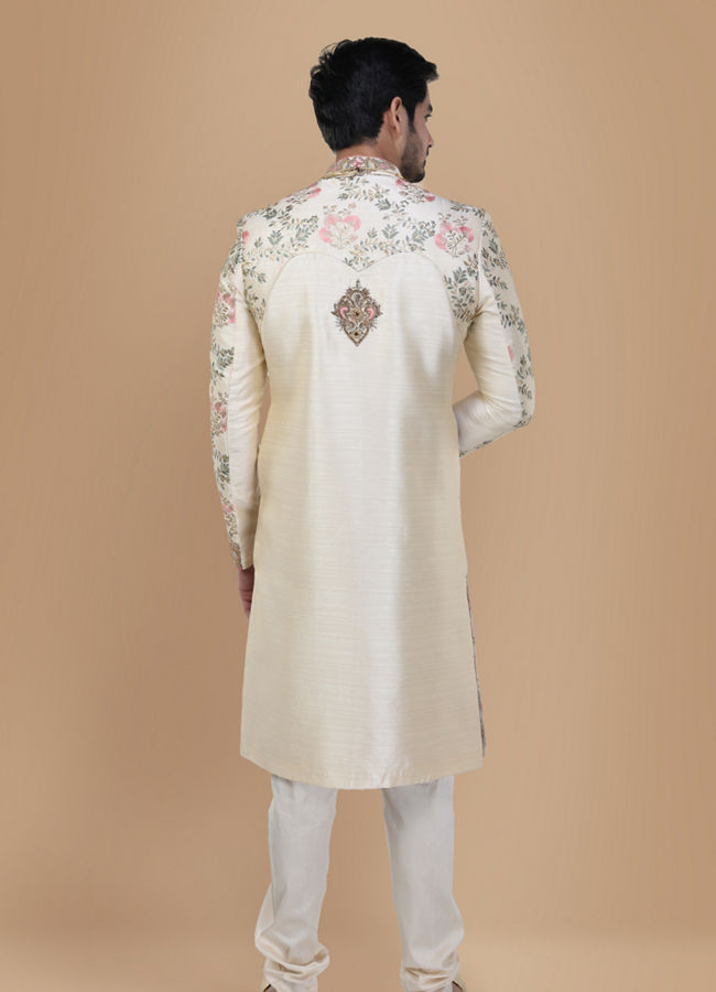 alt message - Manyavar Men Floral Designer Sherwani For Groom image number 2