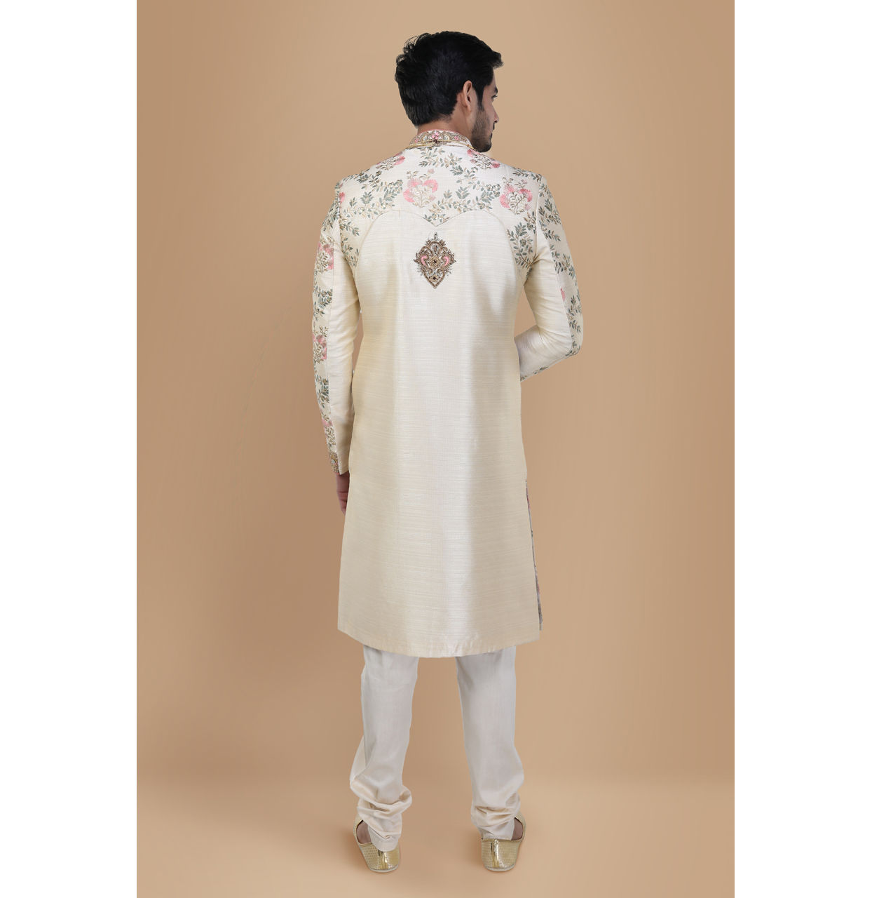 alt message - Manyavar Men Floral Designer Sherwani For Groom image number 2