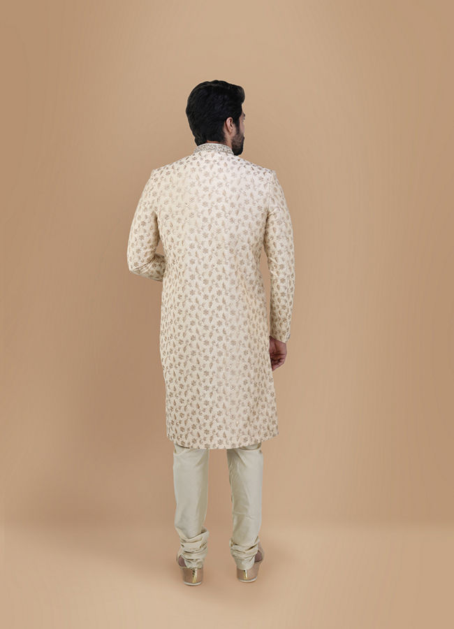 alt message - Manyavar Men Suave Beige Sherwani Set image number 2