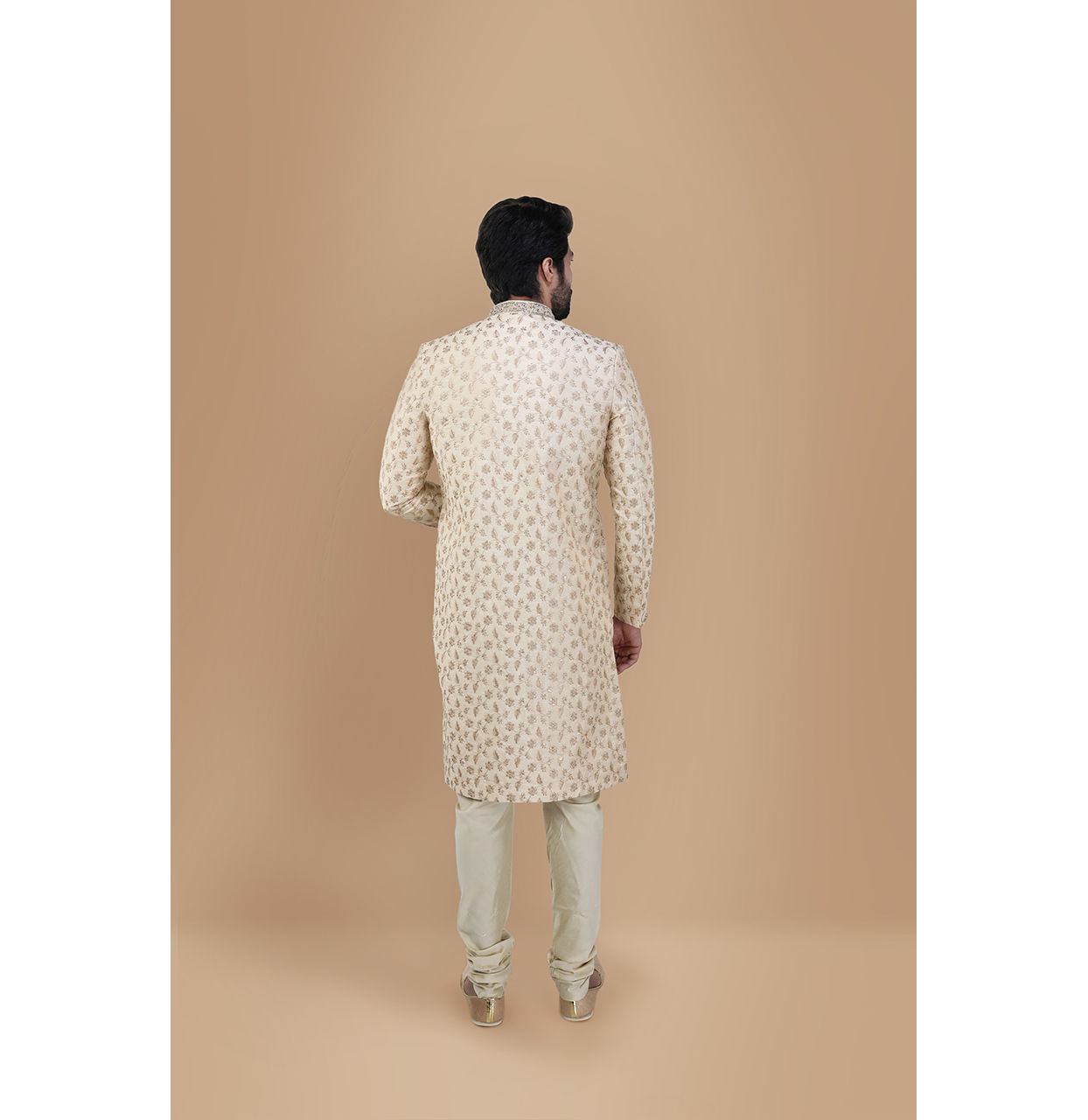 alt message - Manyavar Men Suave Beige Sherwani Set image number 2