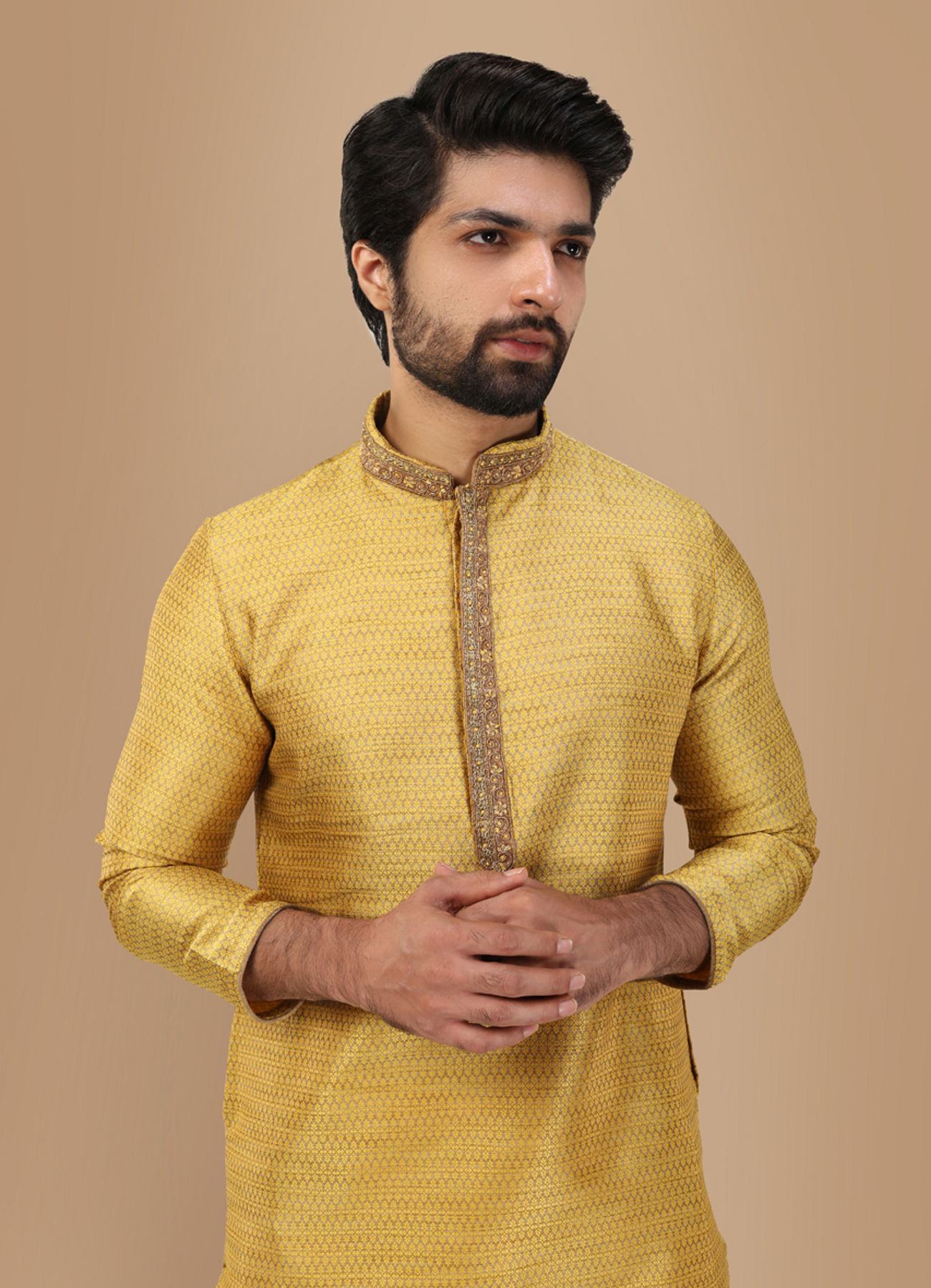 Manyavar Men Vivacious Orange Kurta Set