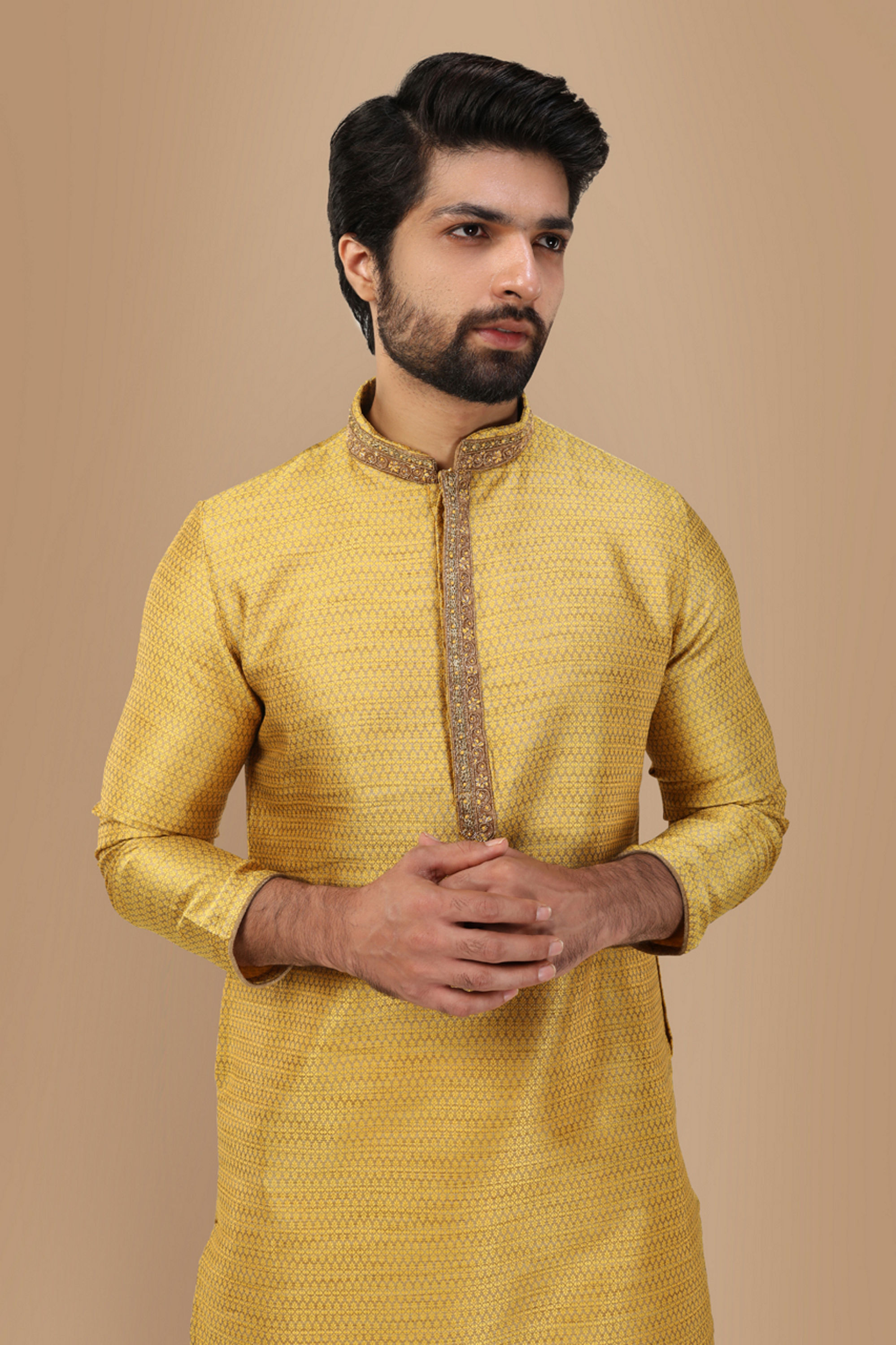 Manyavar Men Vivacious Orange Kurta Set