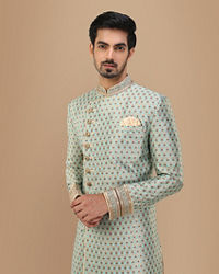 Manyavar Men Precious Green Indo Western Set