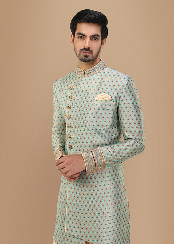 Manyavar Men Precious Green Indo Western Set