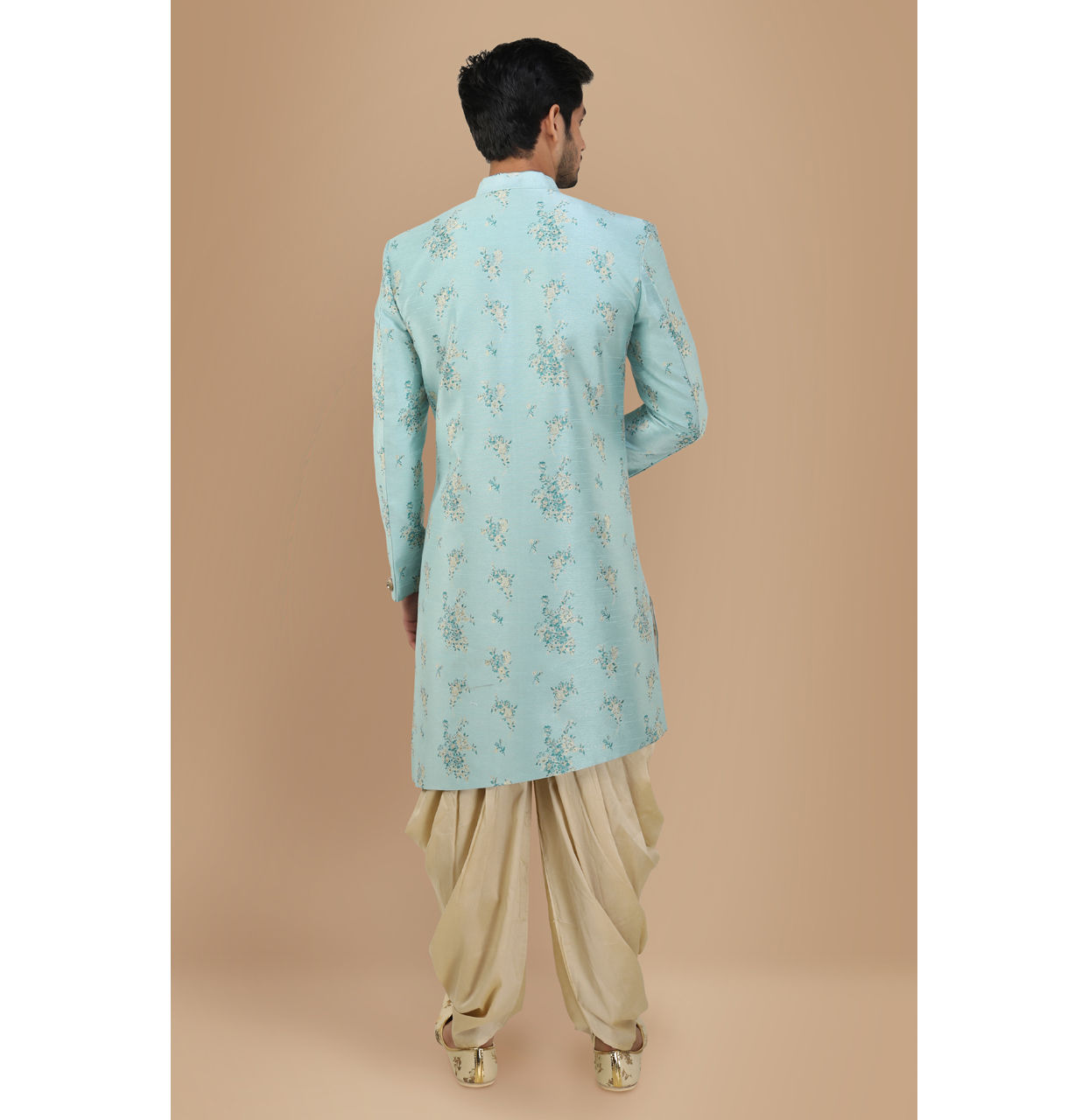 Manyavar Men Attractive Blue Indo Western Wear