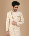 alt message - Manyavar Men Blissful Beige Indo Western Set image number 0